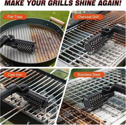 GrateGenie Electric Grill Brush 8-Angle Adjustable Head with 400 RPM 3-Speed Motor